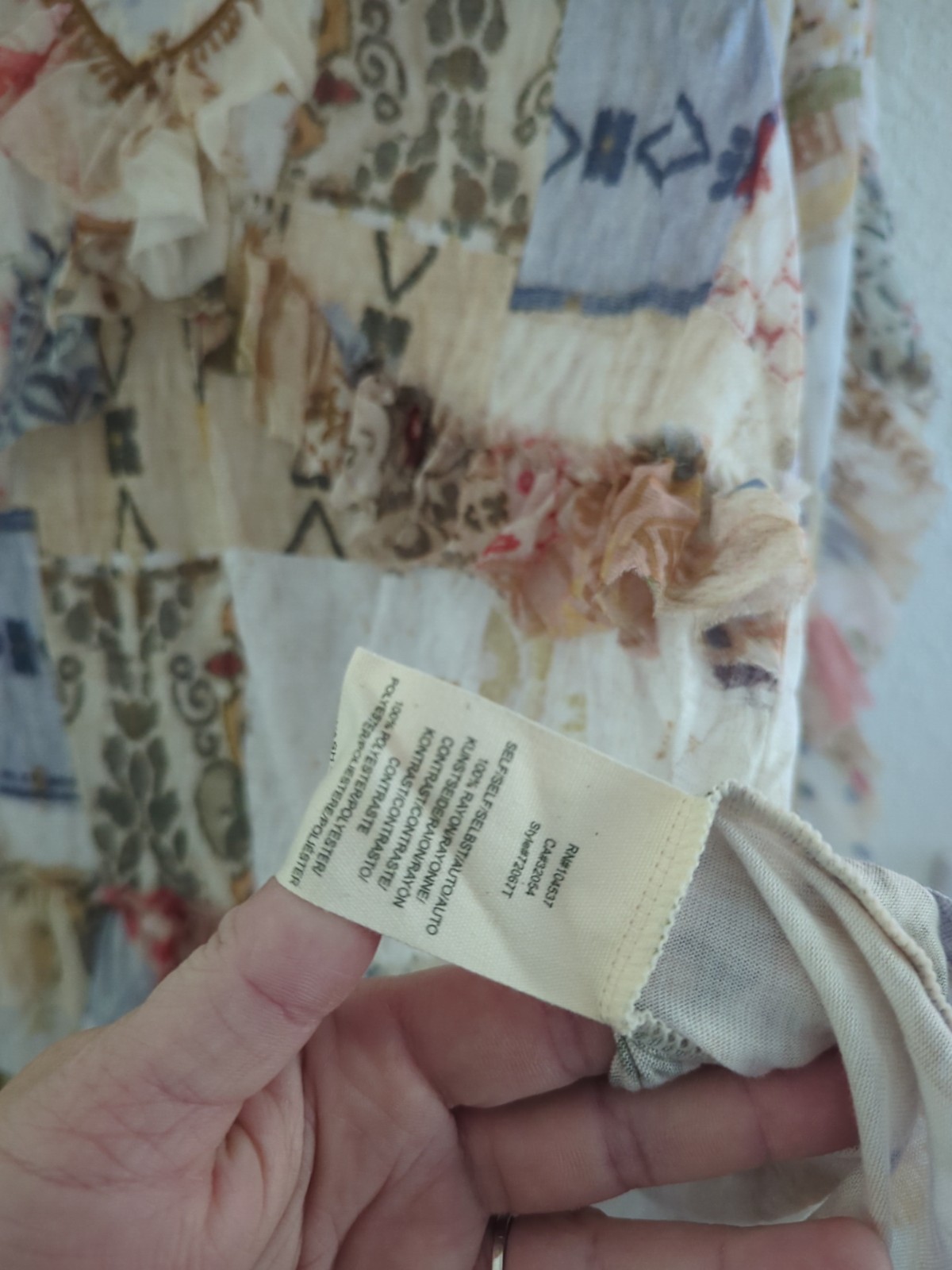 ANTHROPOLOGIE Blouse Patchwork Tiny Ruffled Babyd… - image 9