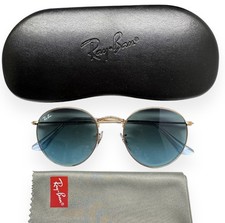 Ray-Ban Sunglasses RB 3447 001/3M Polished Gold Blue Glass 53mm Large w/case