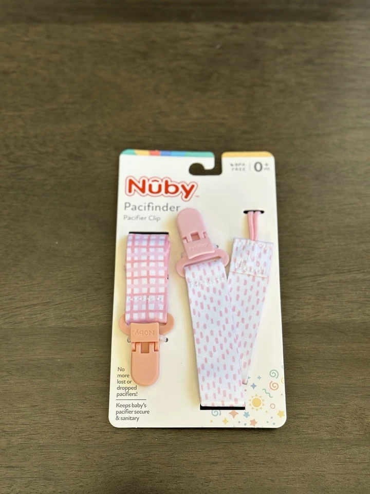 Nuby 2-Pk Pacifinder Pacifier Clips For Baby **Pink/White** NEW - Image 4 of 4