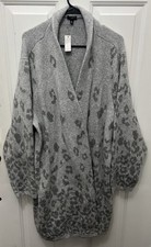 NEW - Talbots Plus Gray Animal Print Cardigan Sweater - 3X