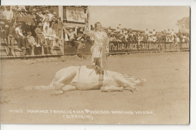 RARE OLD MONTE VISTA CO STAMPEDE RPPC  COWGIRL MAMMIE FRANCIS MILLION $ HORSE #2