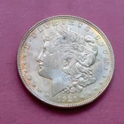1921 P Morgan Silver Dollar  Some Gold Edge Toning BU