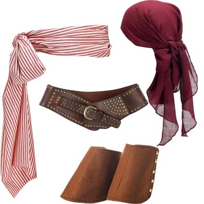 4 Pcs Men Pirate Costume Accessories Include Captain Costume Belts Brown Leg ...