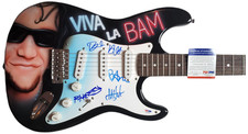 Viva La Bam Cast Bam Margera Signed Autographed Hand Airbrushed Painting Guitar