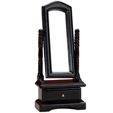 Wooden Mini Dressing Mirror Black Miniature Furniture Decor