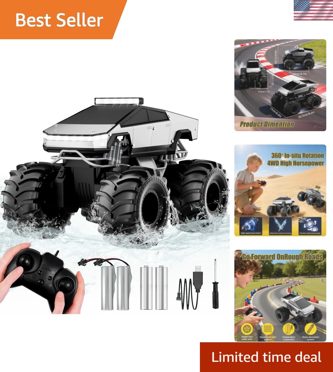 Remote Control Car, 1:18 Amphibious RC Cars, 4WD All Terrain