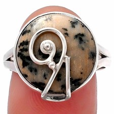 Natural Russian Honey Dendrite Opal 925 Sterling Silver Ring s.9 Jewelry R-1478