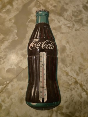 Vintage 1950s Coca-Cola Bottle Tin Advertising Thermometer   17'' Tall Robertson