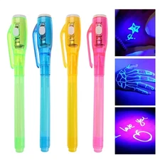 Invisible Ink Pen Spy Pen with UV Light Magic Marker for Secret Message 4 Pack