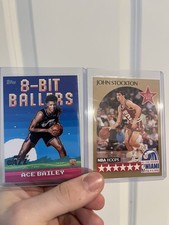 Topps 8-Bit Ballers Rookie Ace Bailey & NBA Hoops John Stockton Utah Jazz Lot 2