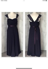Debut Purple Full Length Evening Dress Sash Tie Waist Uk14 Immaculate Condition*