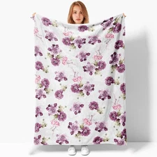 Colorful Floral Print Throw Blanket Colorful Wildflower Flower Pattern Soft a...