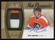 2015-16 Fleer Showcase Hot Prospects Patch Nick Cousins RC Auto 405/499 #168 3
