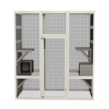 Large Outdoor Catio Wooden Cat House Enclosure with 5 Platform  2 Resting Boxes