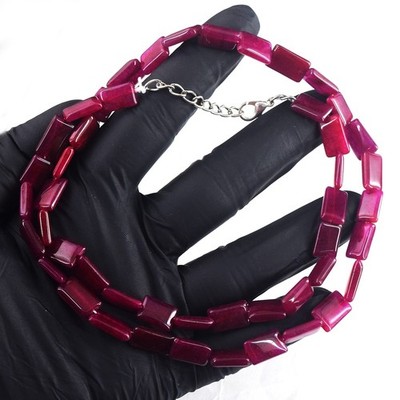 Brillantester roter Onyx 134,00 kt beste Perlen hervorragendes Muster Halskette RK 46E783