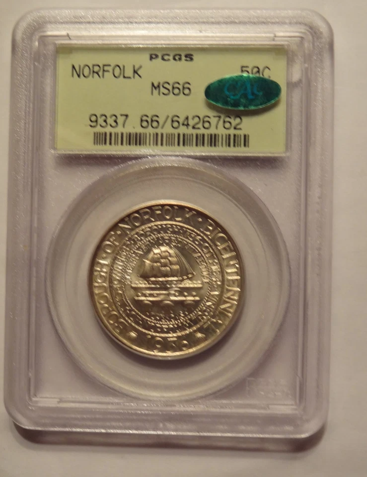 1936 NORFOLK COMMEMORATIVE HALF DOLLAR, PCGS MS 66, CAC APPROVED ! , OGH ! - Image 3 of 3