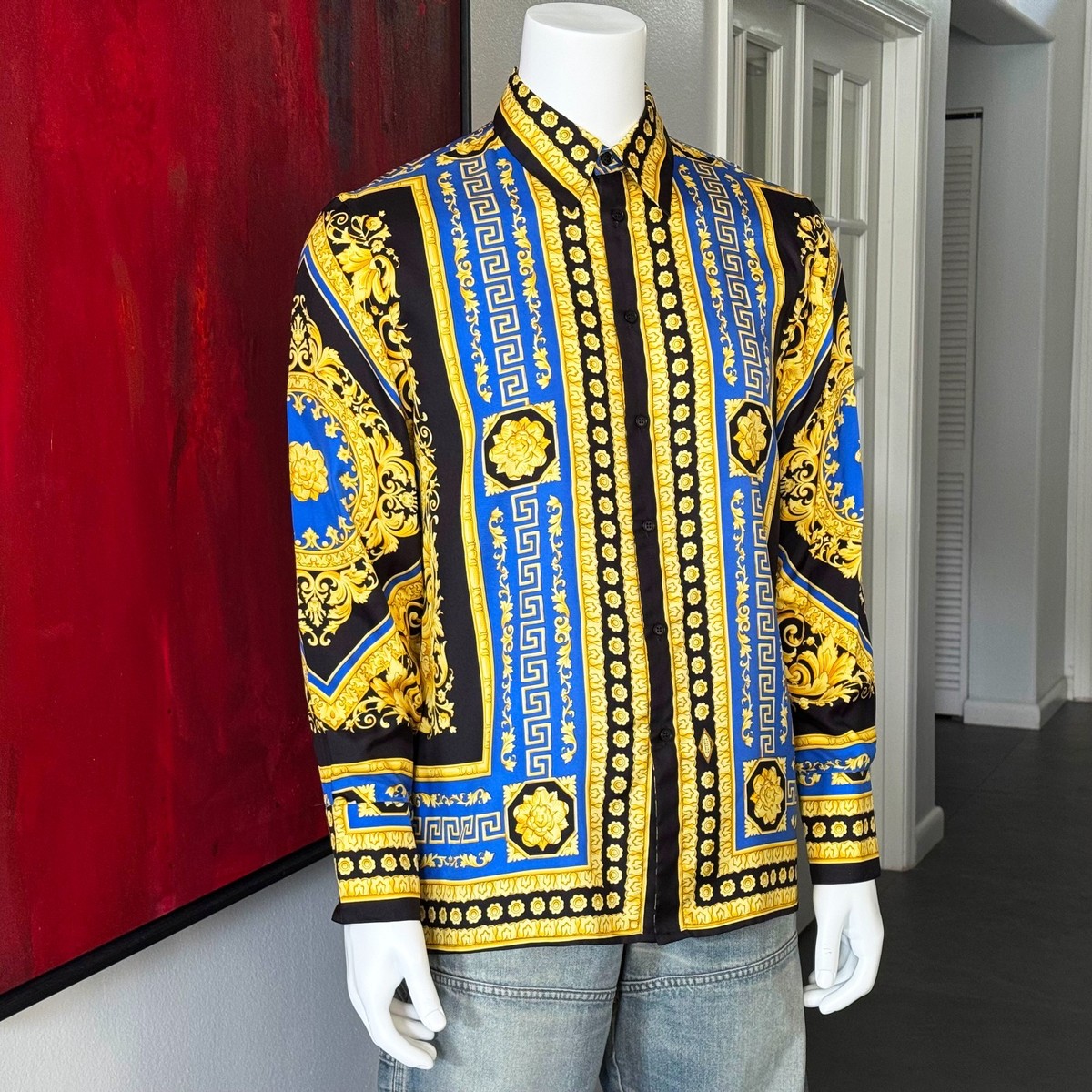 GIANNI VERSACE shirt silk Baroque, Neo Classical Game print size
