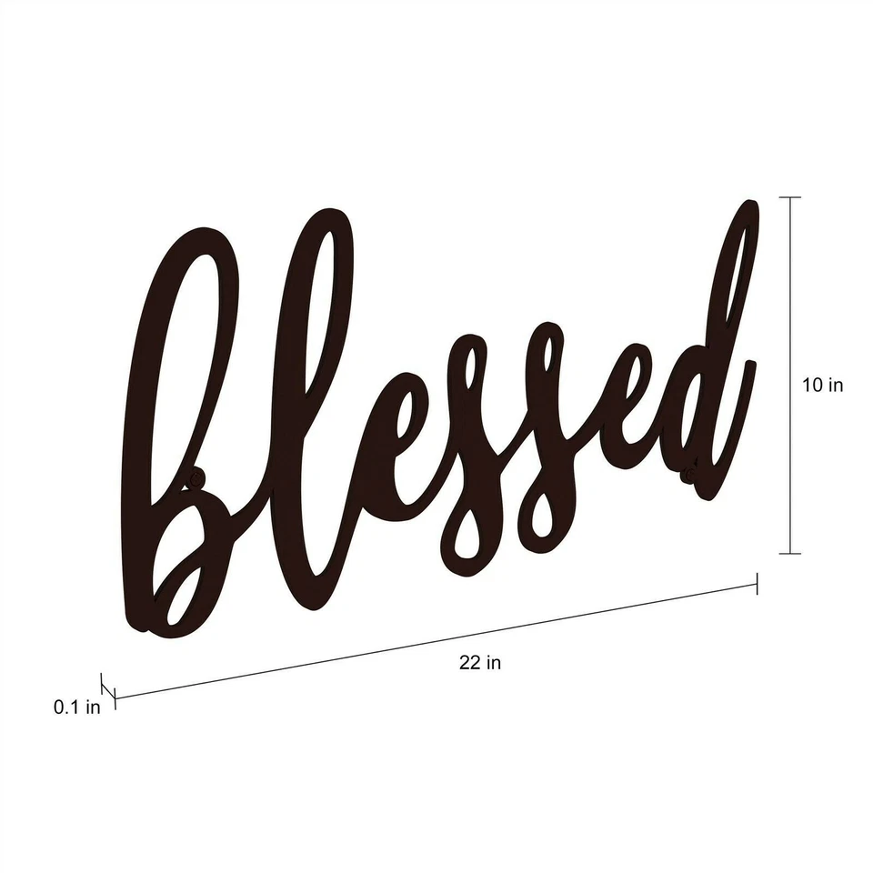 Blessed in Cursive Rustic Metal Cutout Sign 3D Look Wall Hanging Decor 22 x 10 - Image 2 of 3