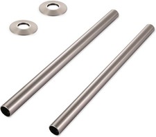Radiator Pipe Sleeves 300mmx15mm Satin Nickel Cover Collars Pair By VANCOCO