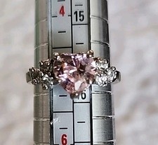 Size 5 Silver Plated Pink Heart Solitaire Ring Please See Description