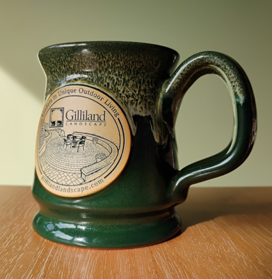 Deneen Pottery 2017 Gilliland Landscape Forest Green Drip Glaze Coffee Mug