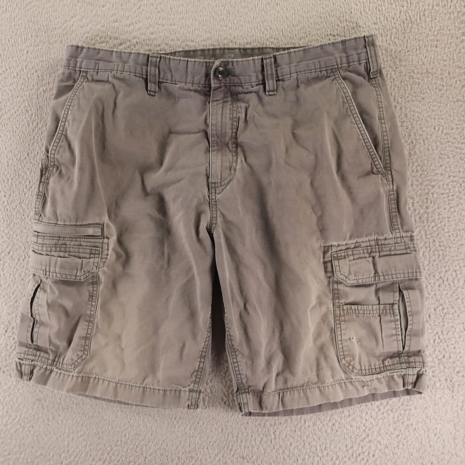 Eddie Bauer Shorts Mens 40 Gray 100% Cotton Cargo Pockets Ripstop Distressed
