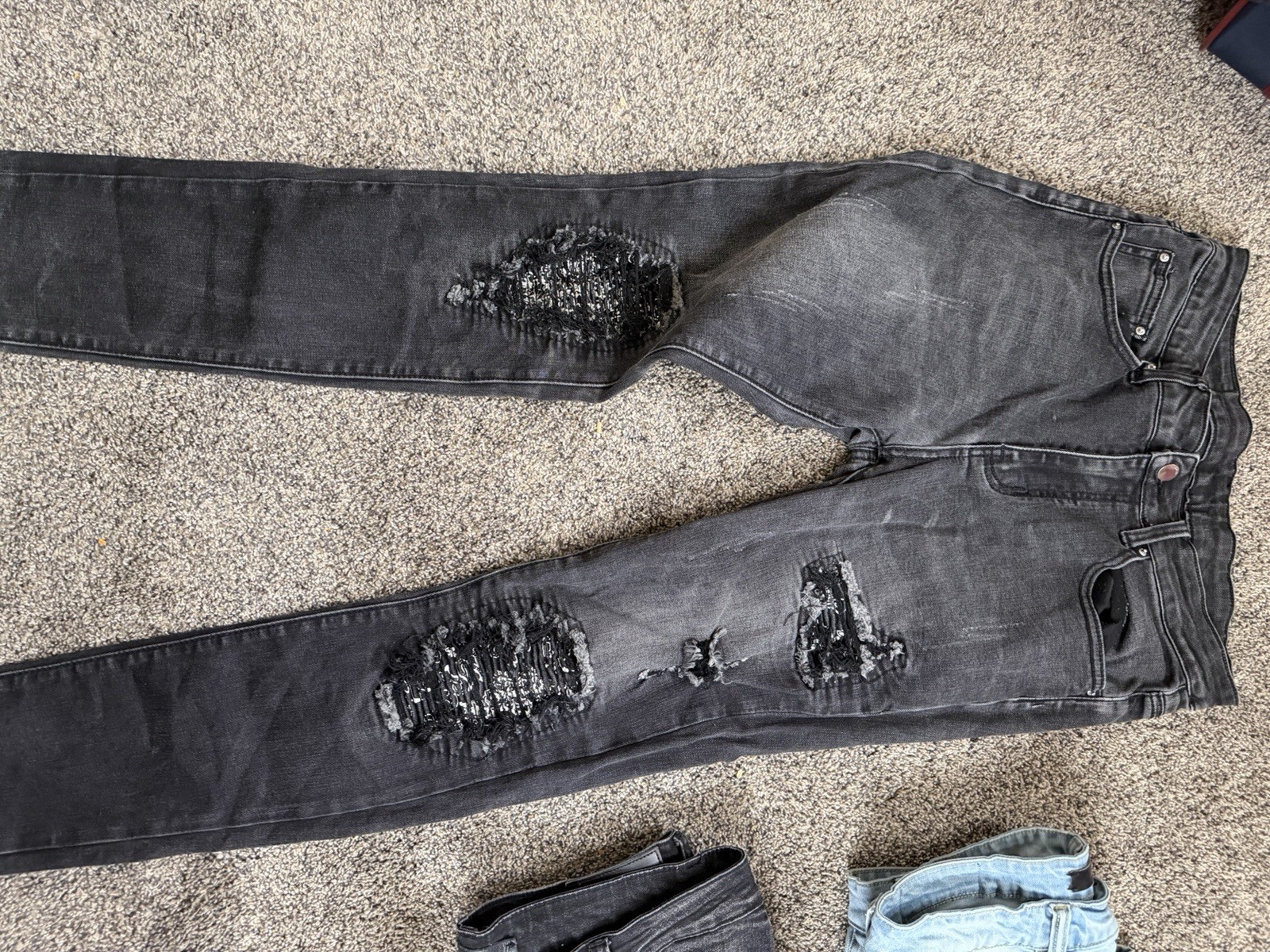 AMIRI Patchwork inspired Distressed Straight Deni… - image 6