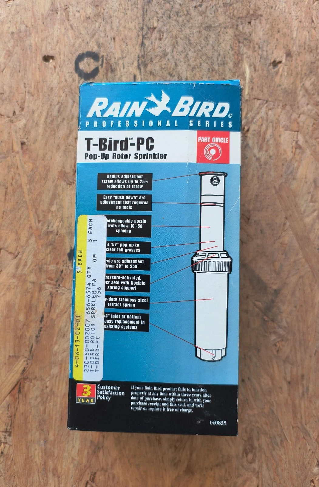 Rain Bird T‑Bird PC Pop‑Up Rotor Sprinkler Professional Series 30–350° Adjus