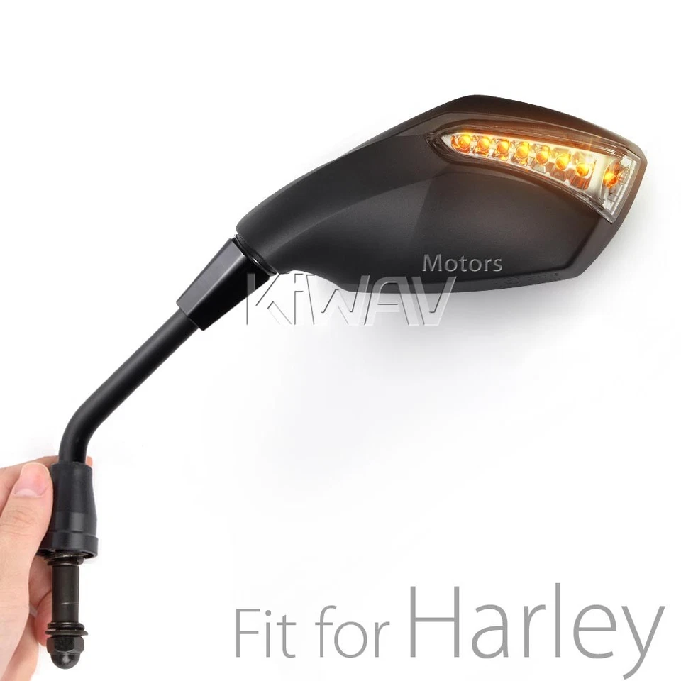 Espejos retrovisores negros señal de giro LED marca para Harley-Davidson FXDB Dyna Street Bob Foto 2 de 4