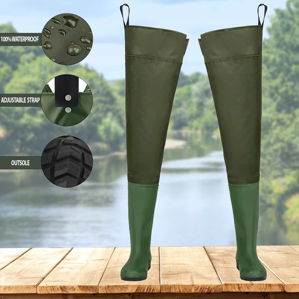 Nylon Thigh Hip Waders Waterproof Fly Coarse Fishing Muck Wader Thigh Boots - Image 4 of 4