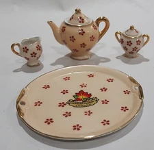 Mini Tea Set 6 Piece Souvenir Gurneys Museum Canada Lustreware Japan