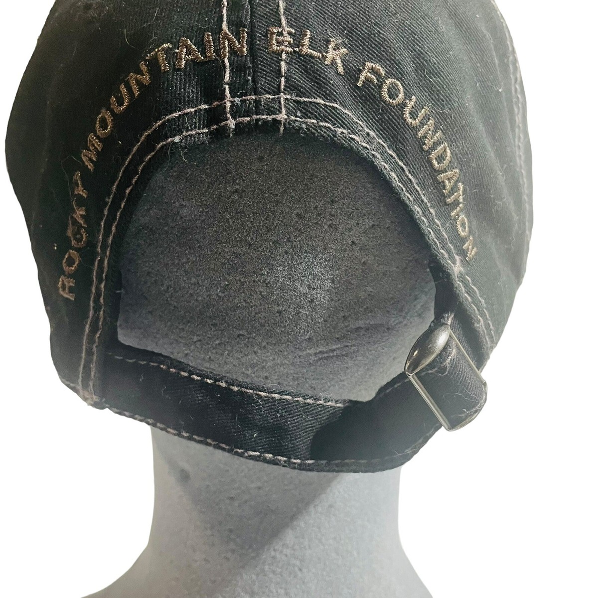 RMEF Rocky Mountain Elk Foundation Black Twill Adjustable