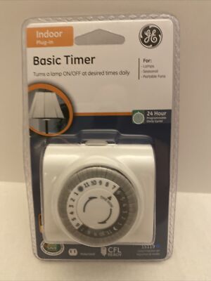GE Indoor Basic Timer 24 Hour Plug In Programmable Dial White #15119