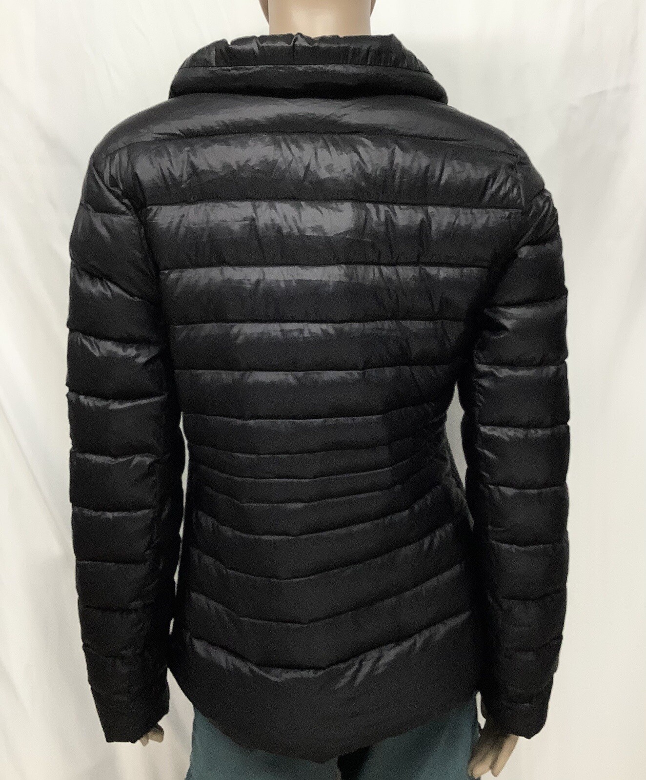 rare LANDS END Down Puffer ULTRALIGHT Ribbed Side Panels Packable