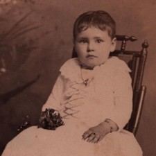 Vintage 1890's Cabinet Card Portrait Victorian Baby in Christening Dress Flowers
