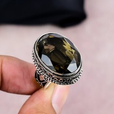Smoky Quartz Gemstone Silver Ring 925 Sterling Silver Handmade Jewelry For Gift