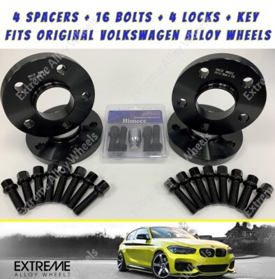 Schwarze Alufelgen Spurverbreiterung 20mm für VW ID3 ID4 Scirocco T-Roc Radiusschlösser 57