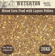 20kg Mixed Corn with Layers Pellets + 1kg Oyster Shell Grit for Hens and Ducks