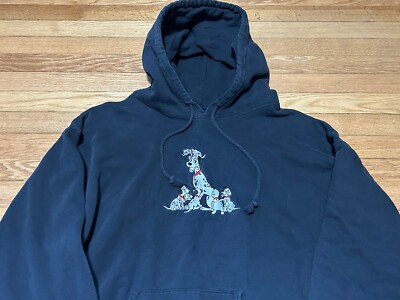 Vtg 90s 101 Dalmatians Disney Store Embroidered Hoodie Sweatshirt