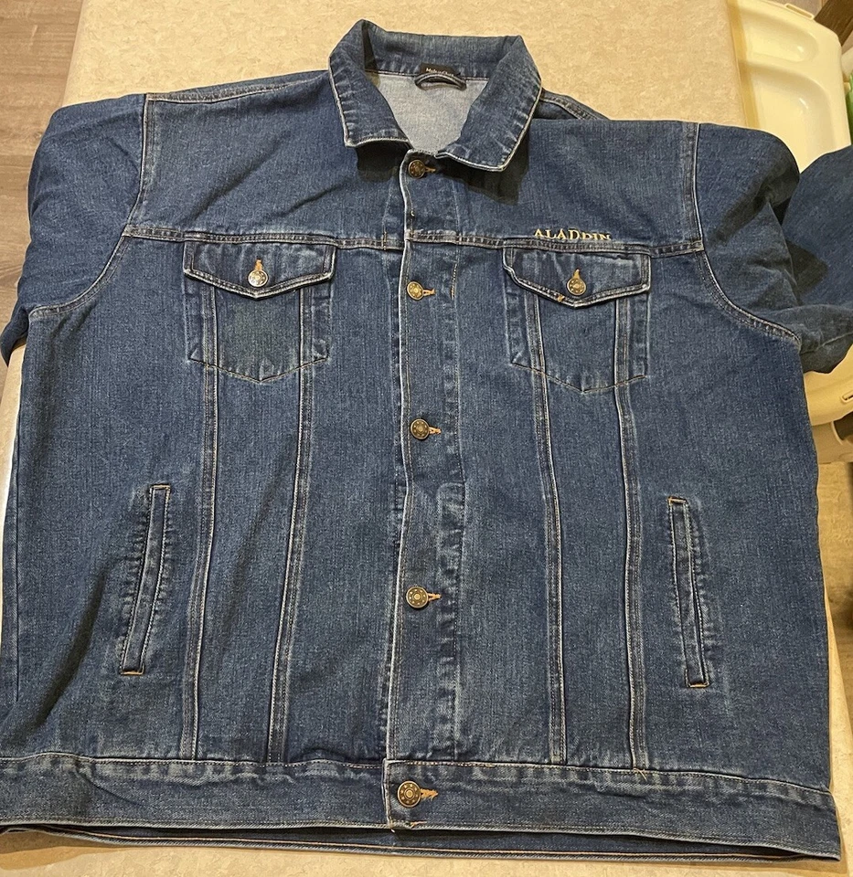 Vtg Aladdin Casino Las Vegas Jean Jacket Embroidered Logo Denim Men’s XL - Image 4 of 4