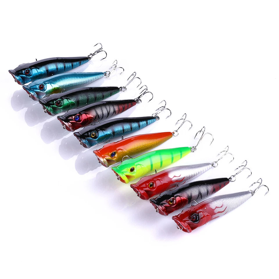 10 Stück 9cm/12g Popper Fischköder Angeln Köder Haken Forelle Wobbler Crankbait - Bild 2 von 4