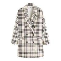 Mango Cream And Black Double Breasted Linen Blend Blazer Jacket - Size XXS