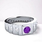 Amethyst Round Cut Gemstone With 925 Sterling Silver Ring For Men #D408