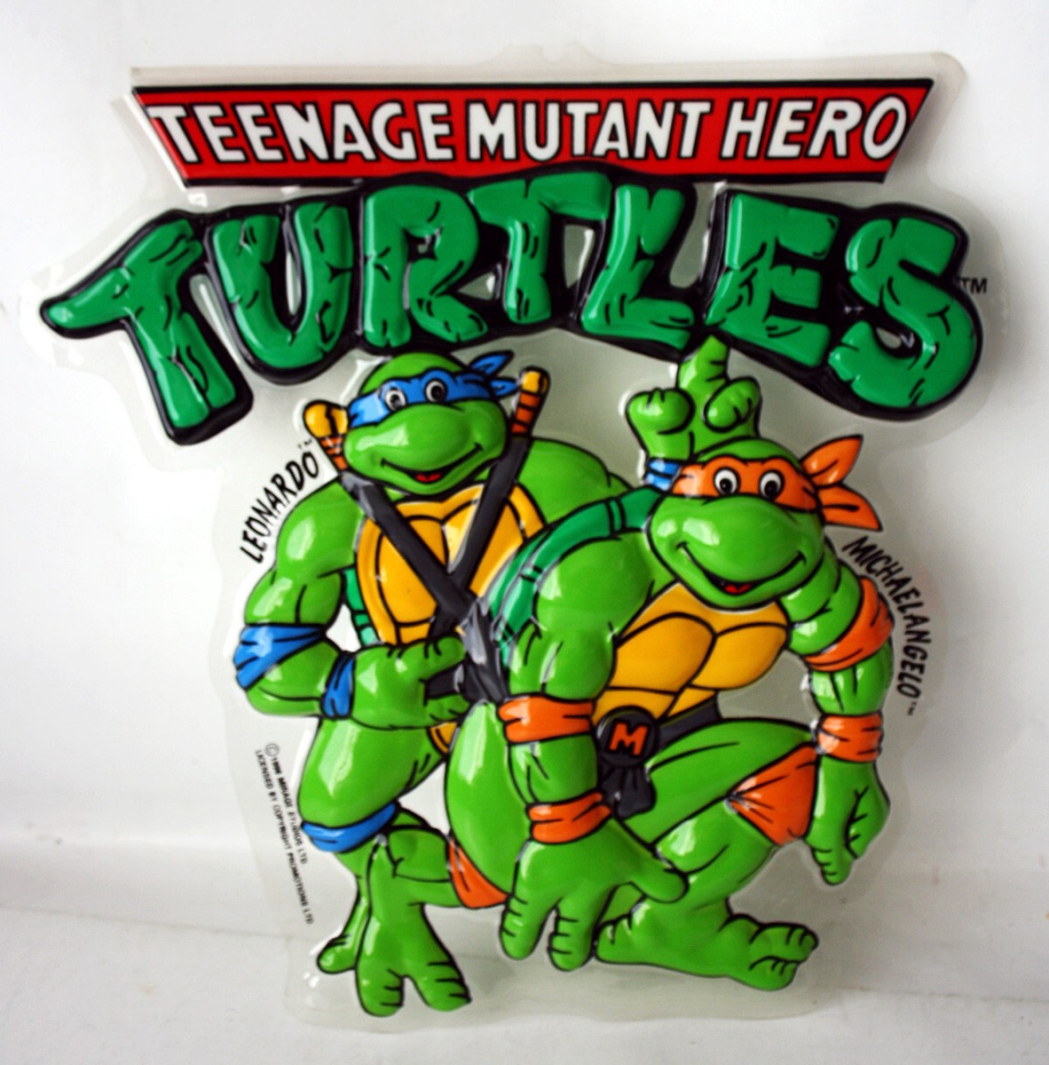 VINTAGE 1990 TMNT MUTANT NINJA TURTLES LEONARDO MICHAELANGELO WALL