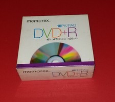 MEMOREX SEALED 10 PACK DVD R BLANK DISC 120 MIN EACH