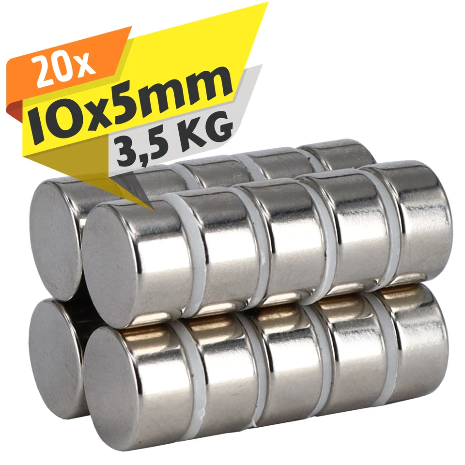MVT MAGNETE 20 x Neodym Magnete N52 Magnet Scheiben 3,5KG Stark Runde Mini Kühlschrankmagnet