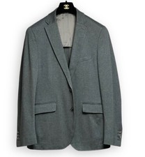 HACKETT London Mens Blazer Jacket Size EU 52 Sport Coat Green Textured Cotton