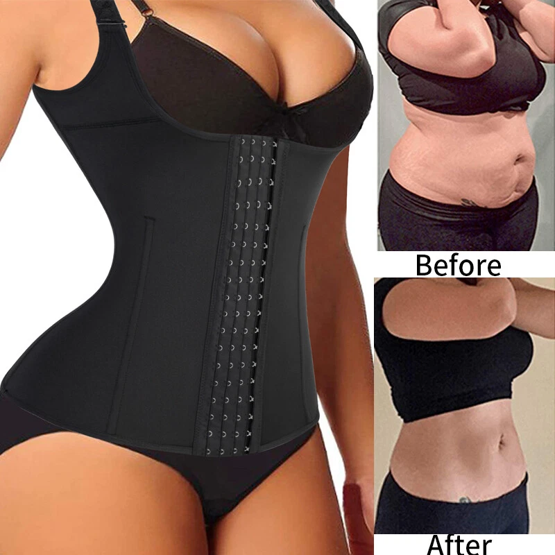 Women's Latex Sport Girdle Waist Training Corset Shapewear Firm Abdomen  Control Wedding Body Shaper Black Plus Size