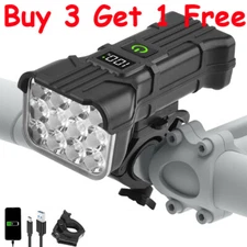 Super 1800mAh Waterproof Bicycle Bike Light Bright Front Rear Rechargeable Set