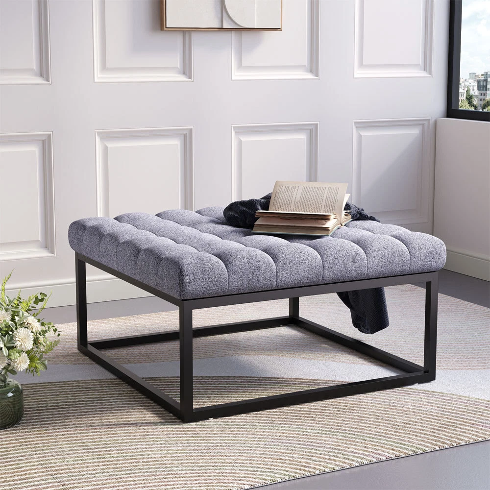 Chesterfield Footstool Large Square Sofa Ottoman Pouffe Seat Stool Coffee Table